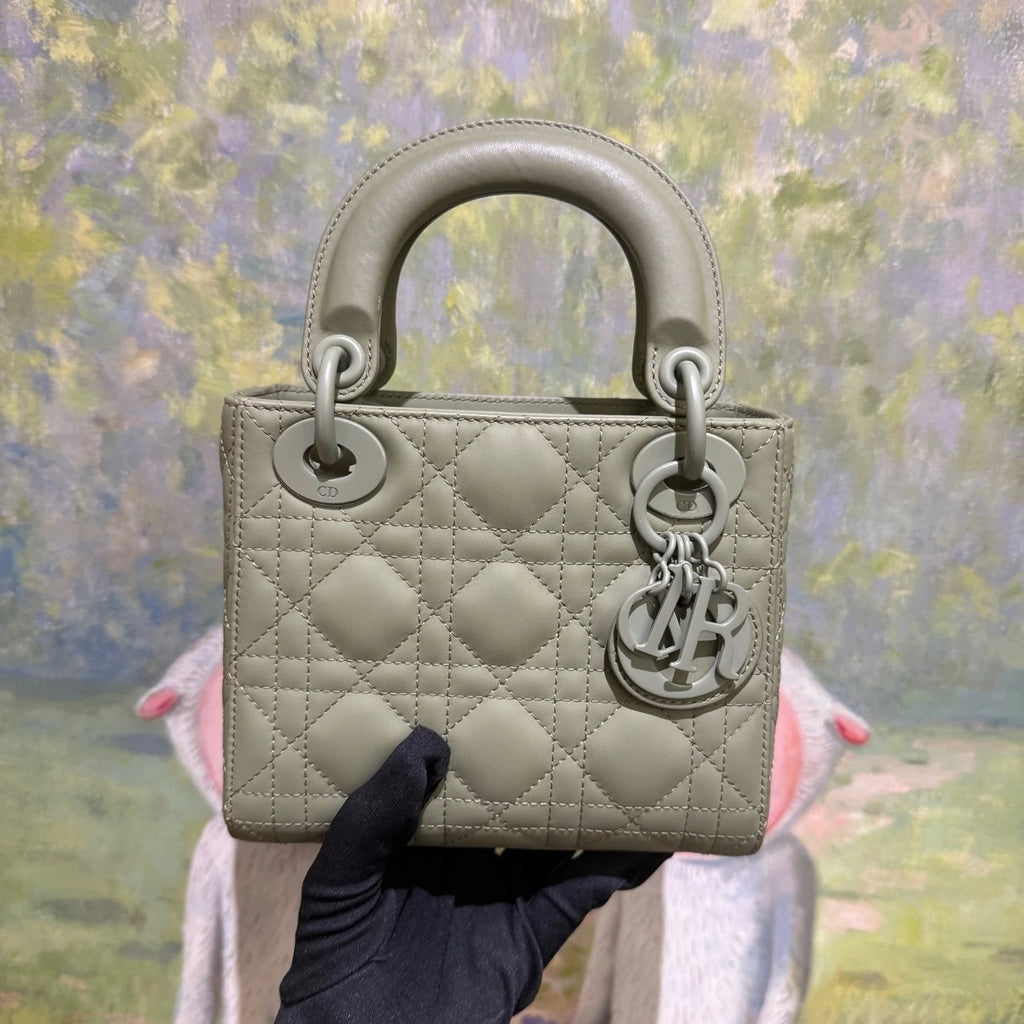 Dior Lady Dior Green Top Handle Excellent