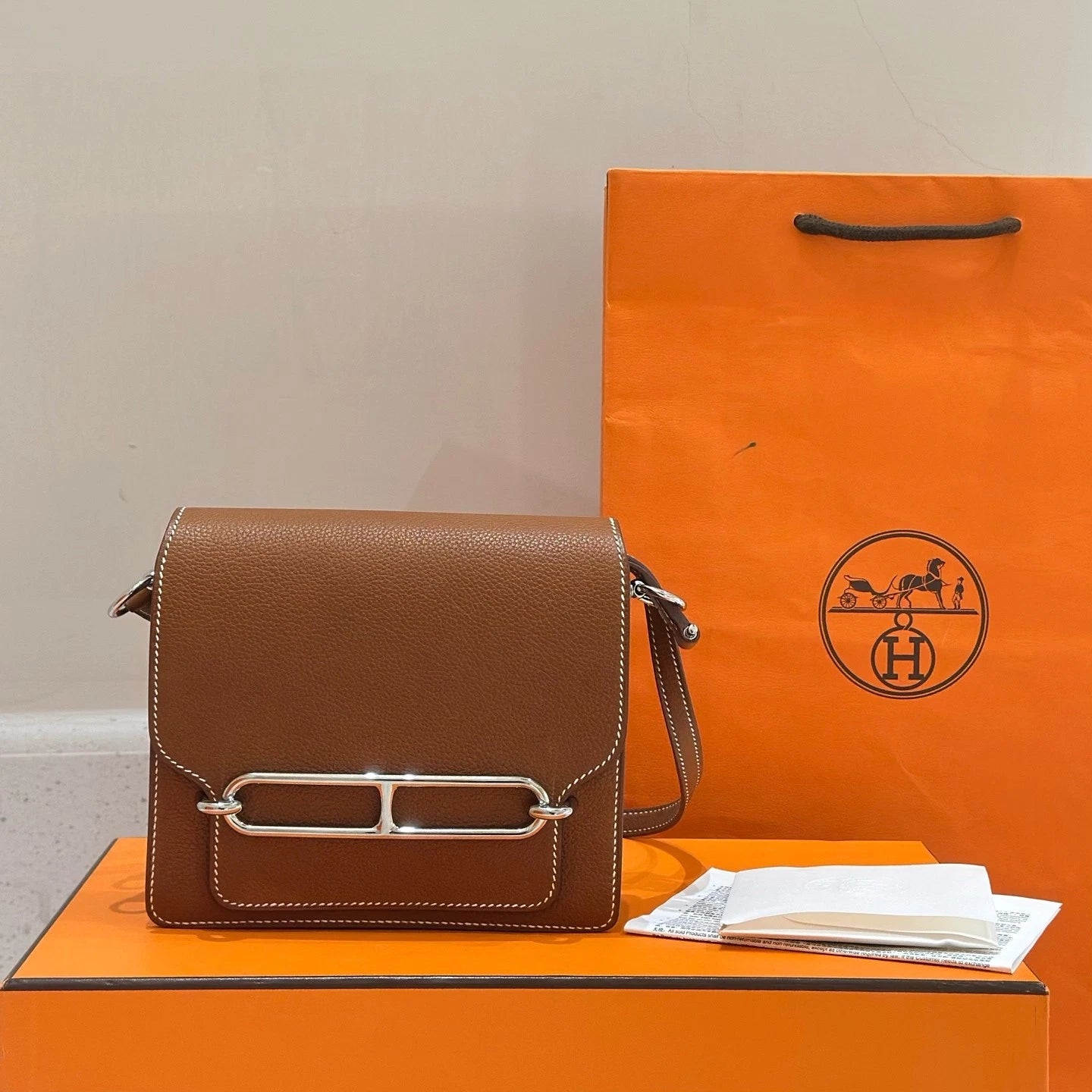 Hermes Roulis19 Evercolor Leather Shoulder Bag For Women Brown