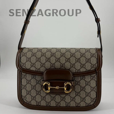 Gucci Horsebit 1955 GG Supreme Saddle Bag Brown Gold Bucket Women's Classic