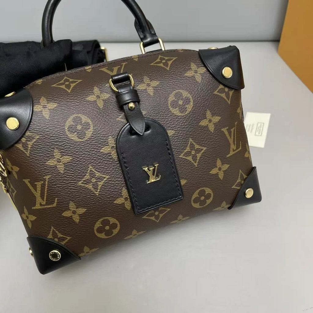 Louis Vuitton Malle Souple Monogram Top Handle Crossbody Brown Gold Women