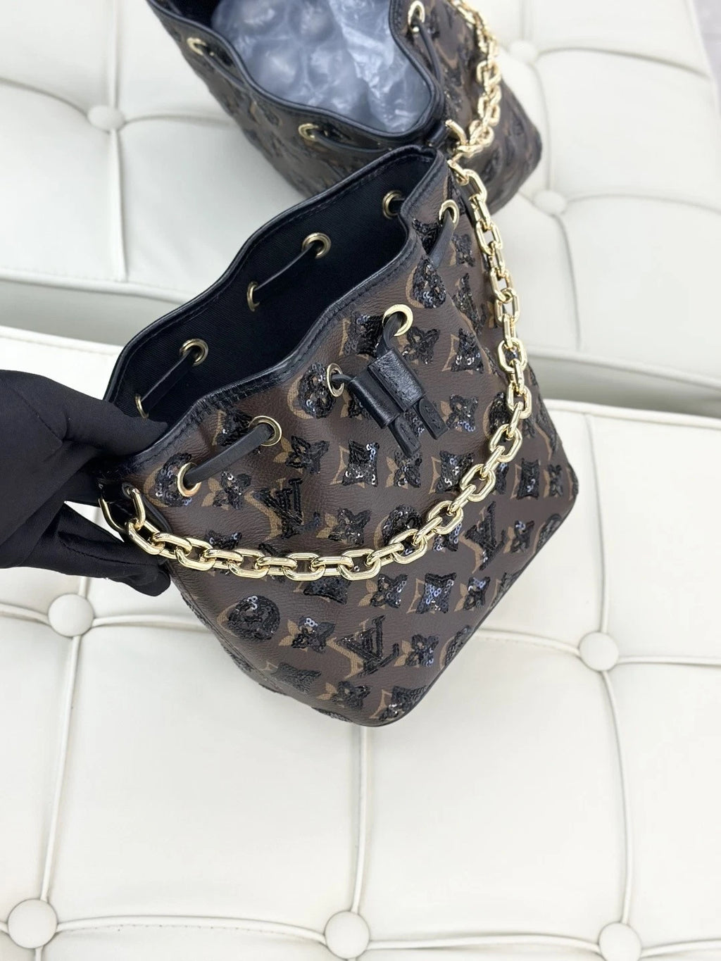 Louis Vuitton Ski Noe BB Bucket Monogram Calfskin Crossbody Bag Women S