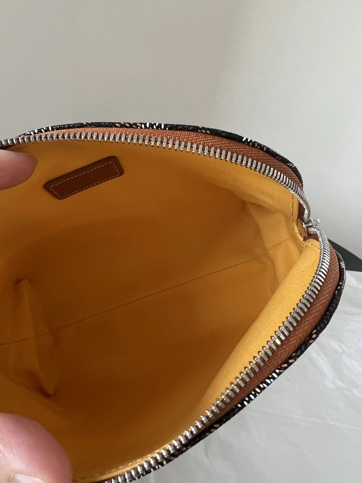 Goyard Shell Pouch Monogram Brown Canvas Leather Women Classic