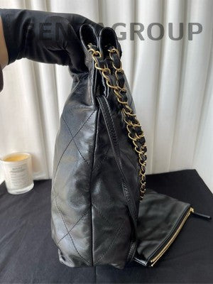 Chanel Black Gold 22 Bag Small Chain Shoulder Bag Quilted Classic Women