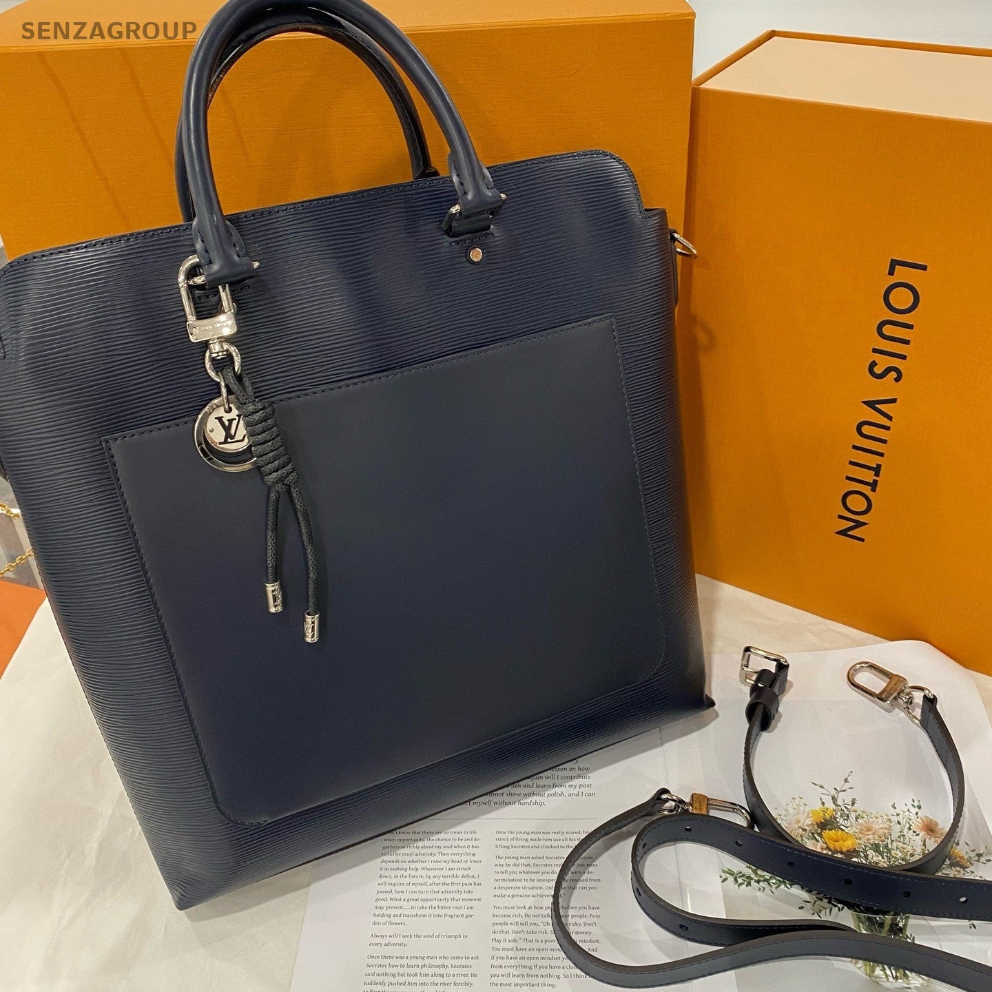 Louis Vuitton Briefcase Top Handle Dark blue 2way Shoulder Handbag