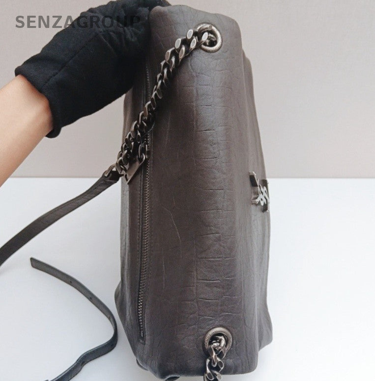 Saint Laurent Niki Chain Shoulder Bag Gray Silver Used Women Classic