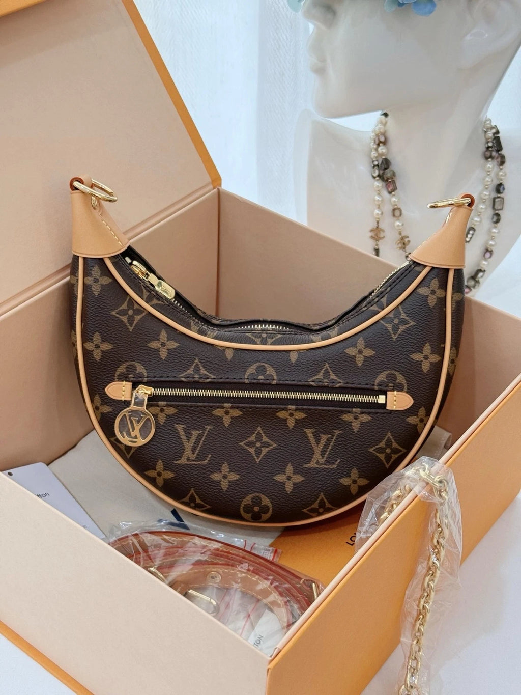 New Louis Vuitton Loop Monogram Canvas Shoulder Bag Crossbody