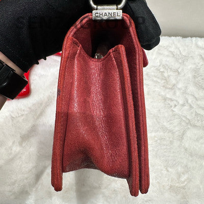 Chanel Le Boy Medium Lambskin Shoulder Bag Red Silver Classic Women
