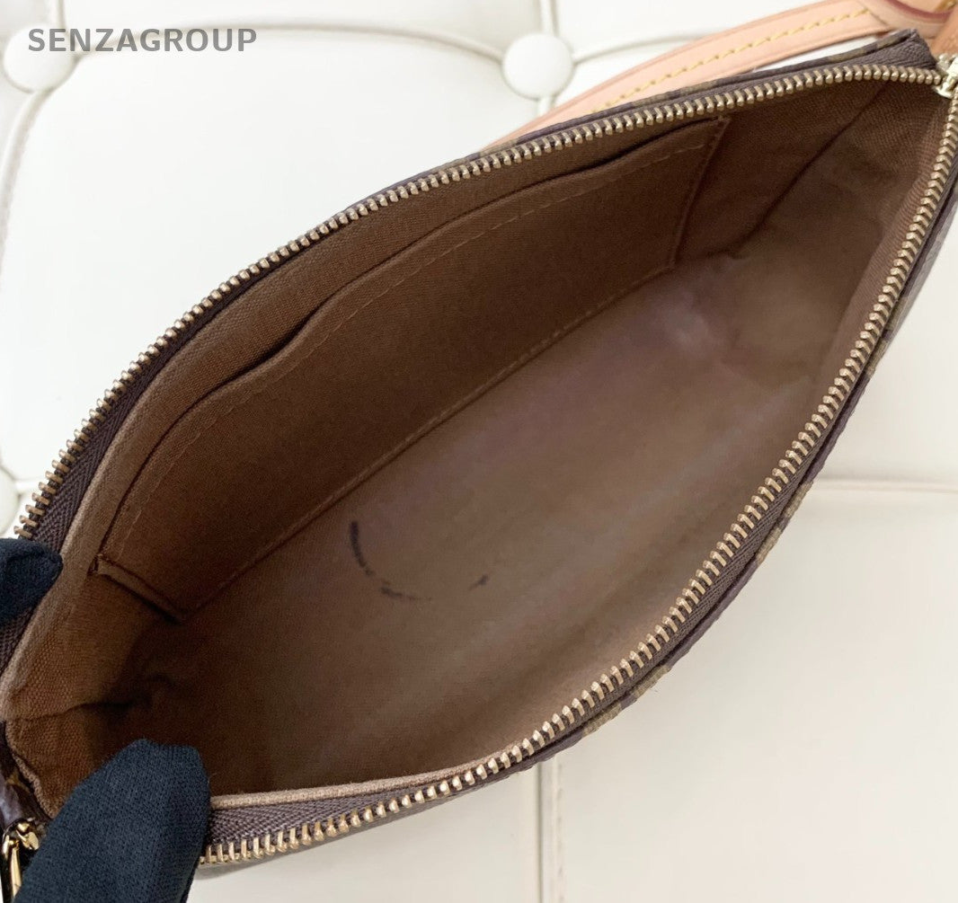Louis Vuitton Monogram 2Way Handbag Shoulder Bag Brown Gold Used Women Classic