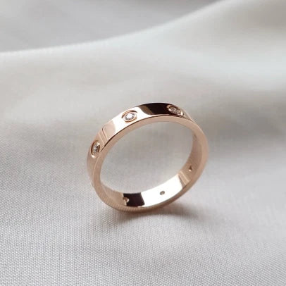 Excellent Cartier Love Small Band Ring 18k Rose Gold 8P Diamonds EU56/US7.5
