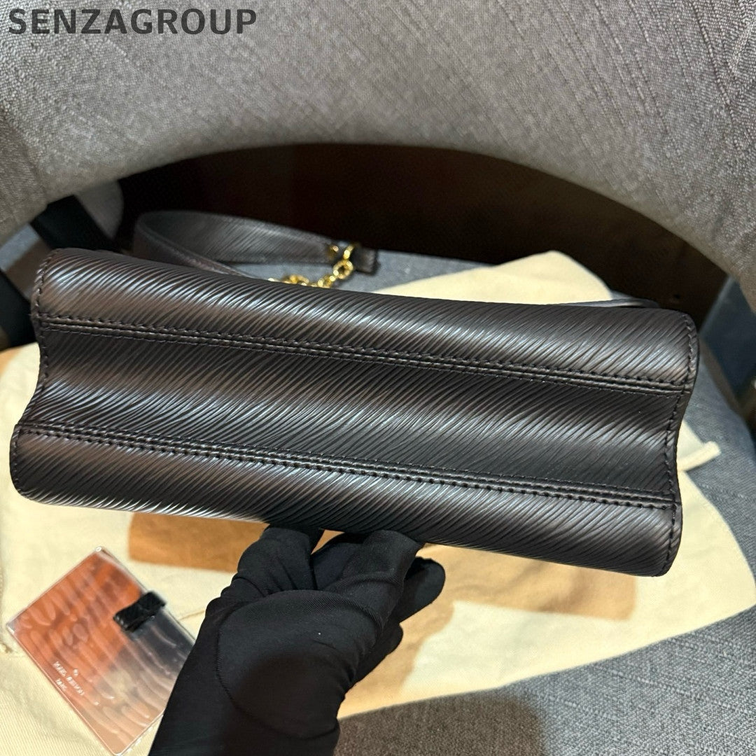 Louis Vuitton Epi Twist Medium Black Gold Chain Shoulder Bag Classic
