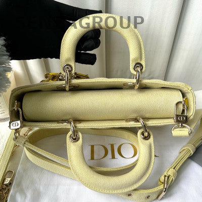 Dior Lady D-Joy Medium Yellow Cannage Handbag Shoulder Bag