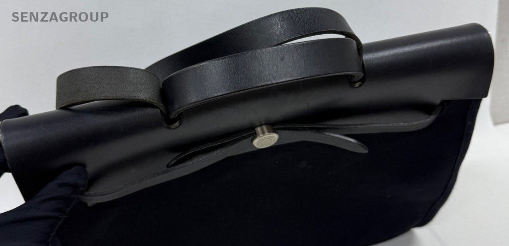 Hermes Herbag Vintage Shoulder Bag Black Silver Used Women Classic