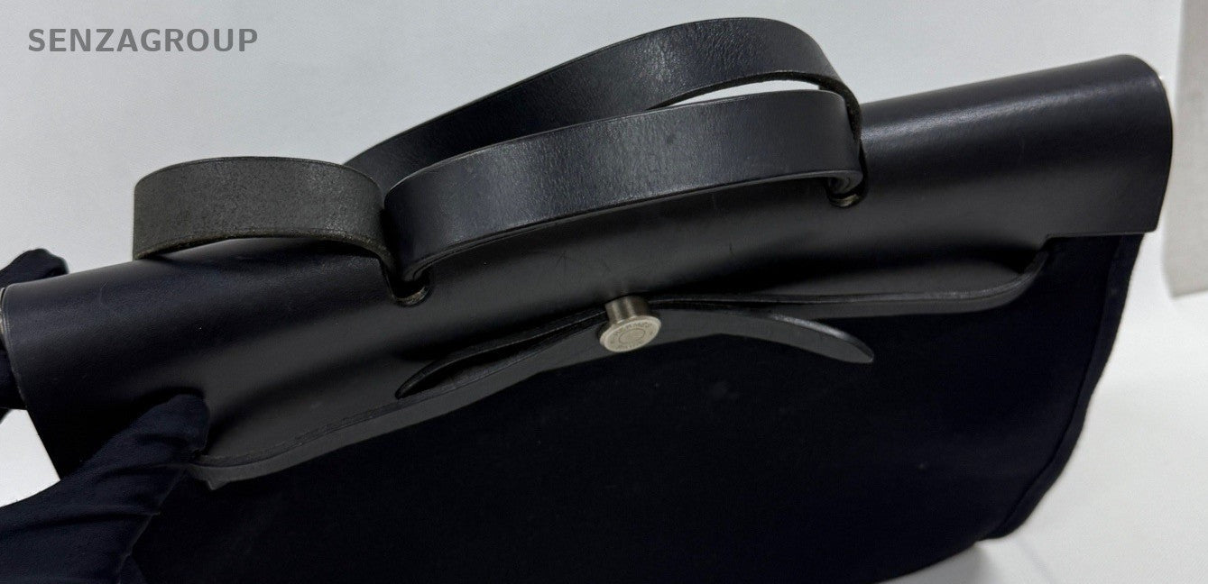 Hermes Herbag Vintage Shoulder Bag Black Silver Used Women Classic