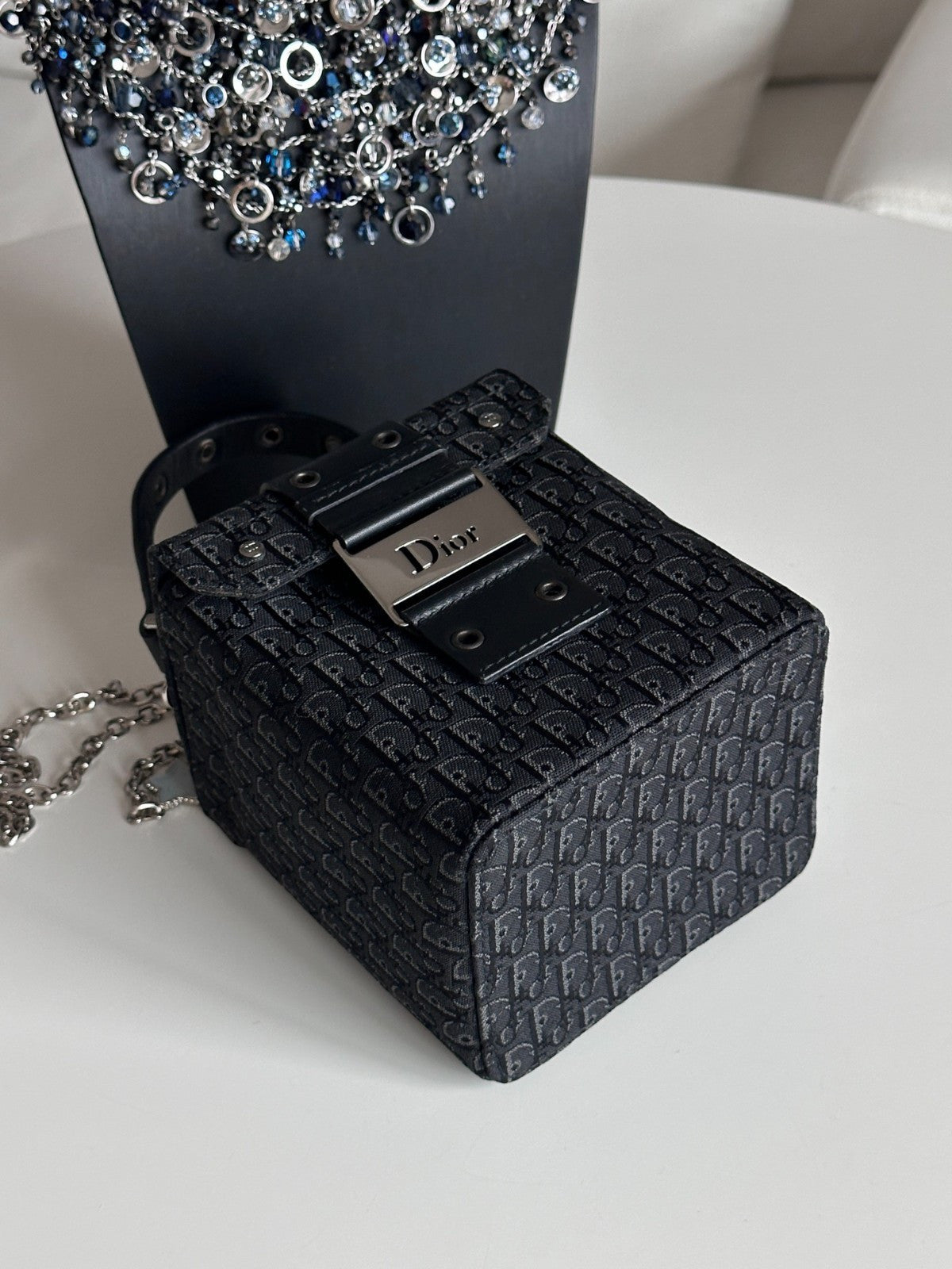 Christian Dior Punk Top Handle box Monogram Chain Shoulder Handbag Canvas