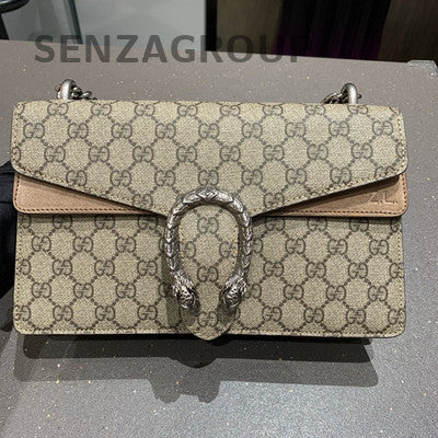Gucci Dionysus Medium GG Supreme Shoulder Bag Brown Silver Hardware