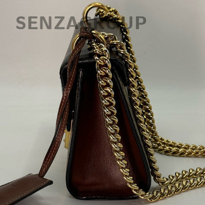 Gucci GG Marmont Padlock Small Shoulder Bag Brown Gold Chain