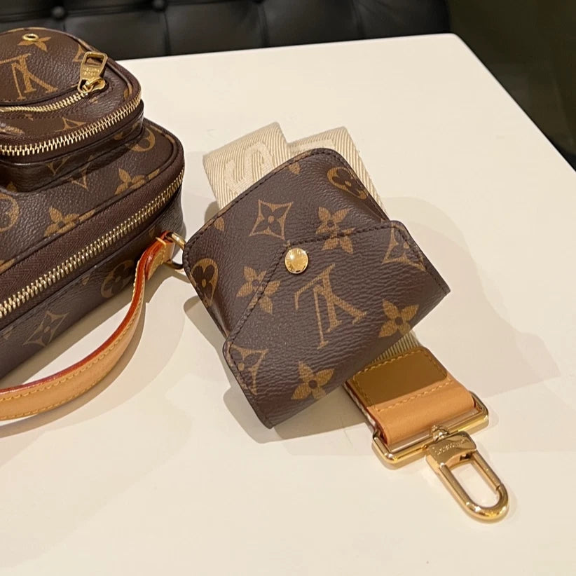 Auth Louis Vuitton Utility Monogram Brown Top Handle Crossbody Bag