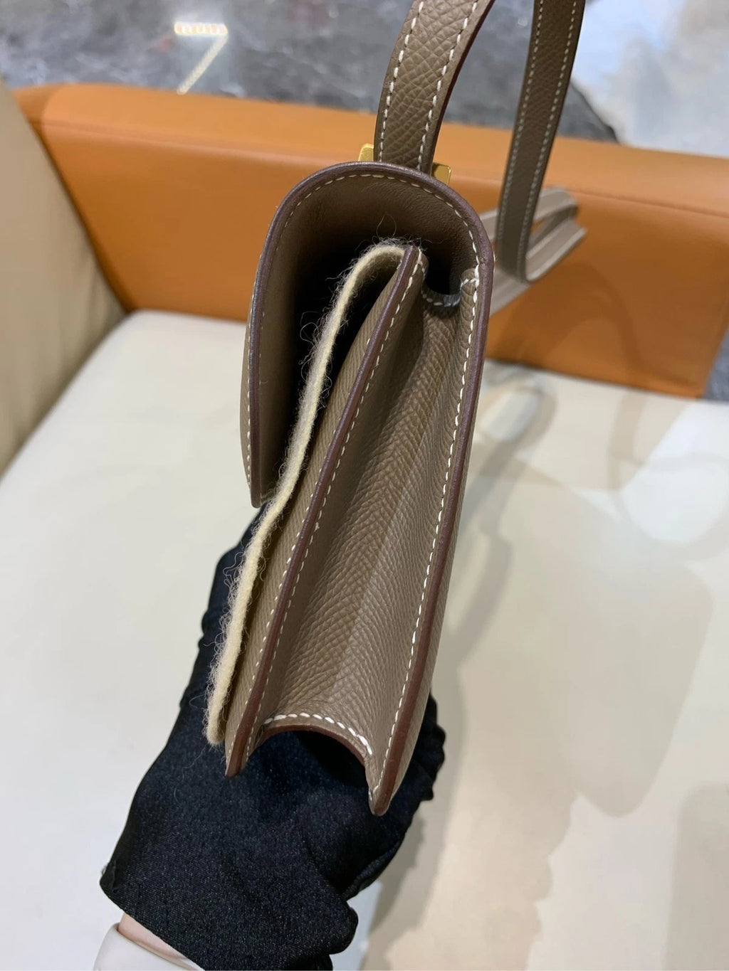 Hermes Constance Elan Epsom Leather Grey Shoulder Bag For Women