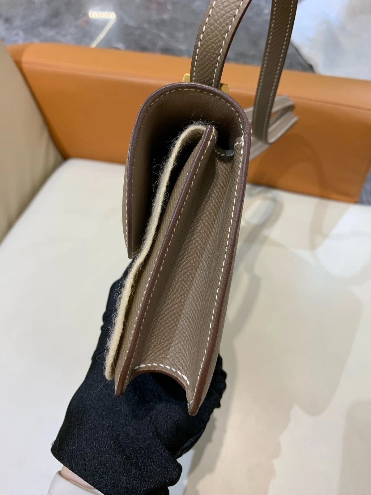 Hermes Constance Elan Epsom Leather Grey Shoulder Bag For Women