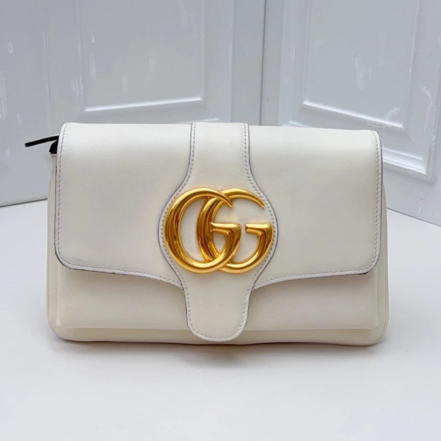Gucci Arli PM Shoulder Crossbody Bag White Gold Hardware Women