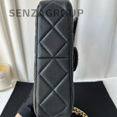Chanel Black Gold Quilted Triple Chain CF Shoulder Crossbody Bag