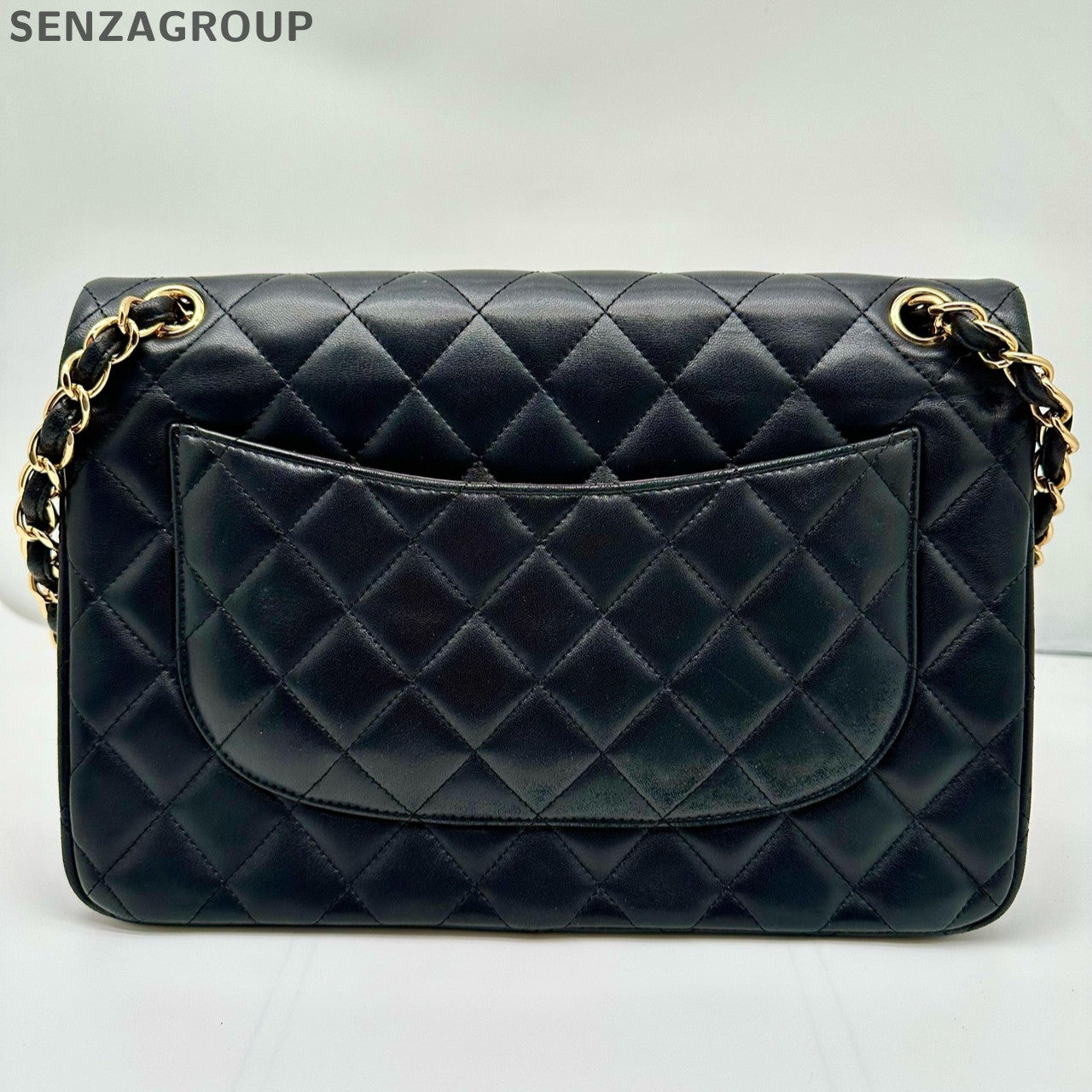 Chanel Classic Flap Jumbo Lambskin Shoulder Bag Black Gold