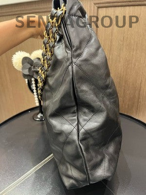 Chanel 22 Bag Medium Black Gold Quilted Chain Shoulder Crossbody Bag