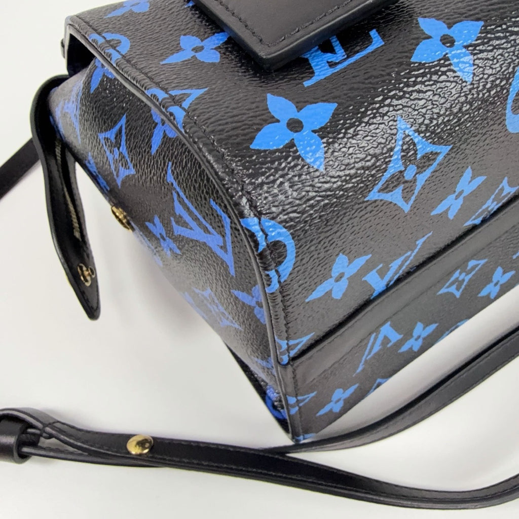 Louis Vuitton Boston Monogram Shoulder Crossbody Blue Black Gold Women Classic