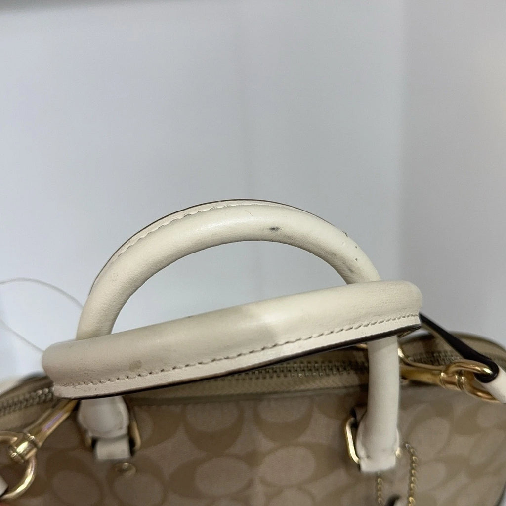 COACH Beige Monogram Canvas Shell Shoulder Handbag Crossbody Women