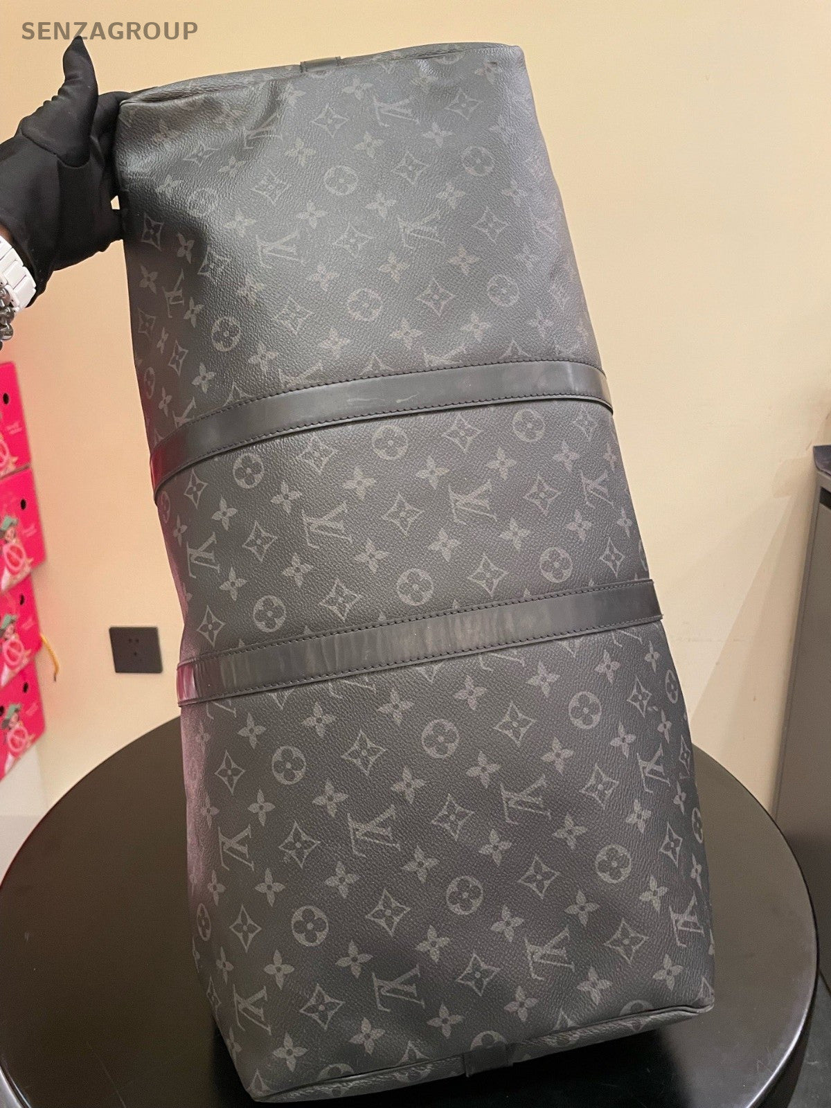 Louis Vuitton Keepall55 Monogram Handbag Crossbody Black Unisex Adults