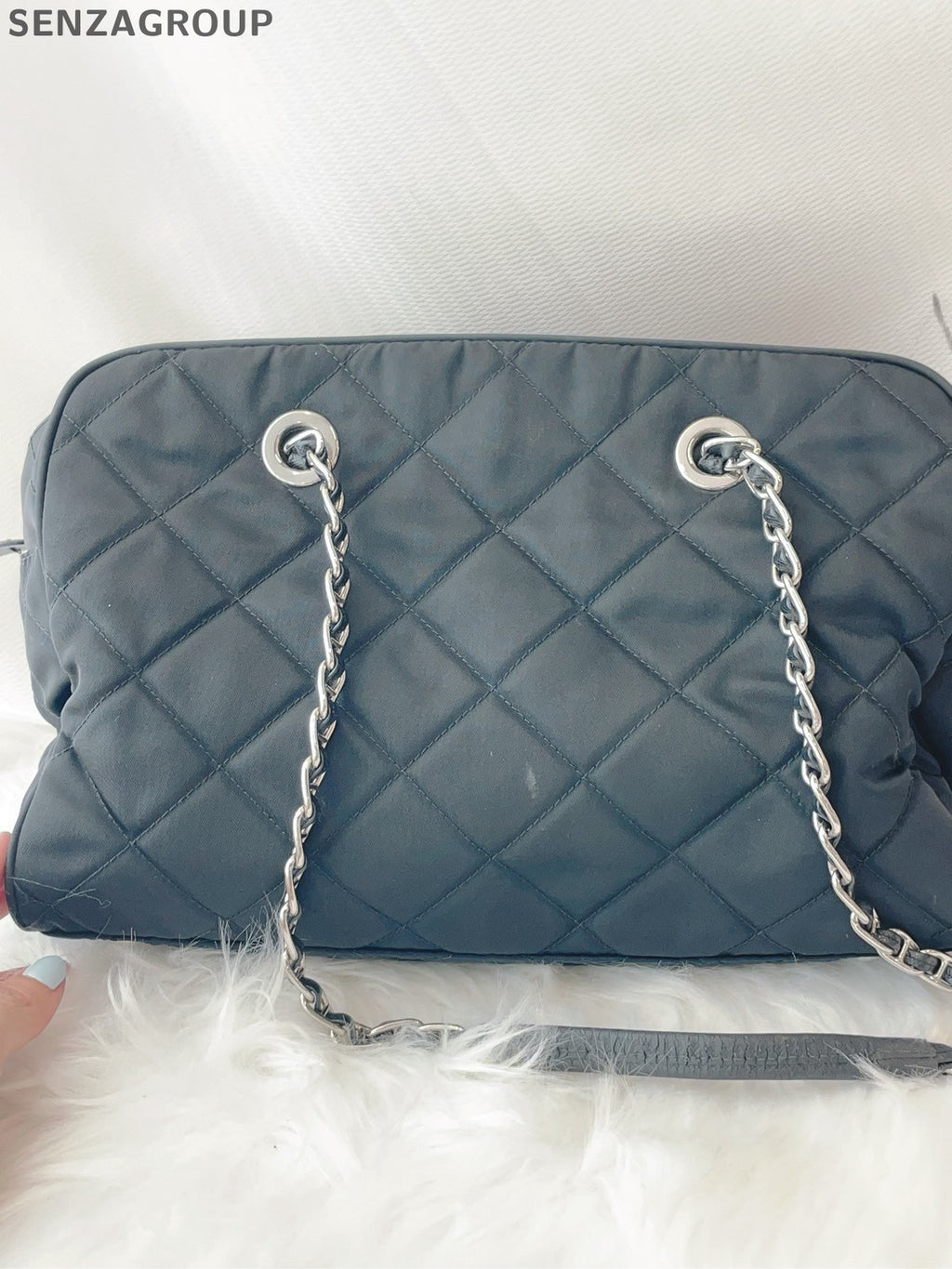 Prada Black Silver Quilted Chain Shoulder Bag - Classic Women's