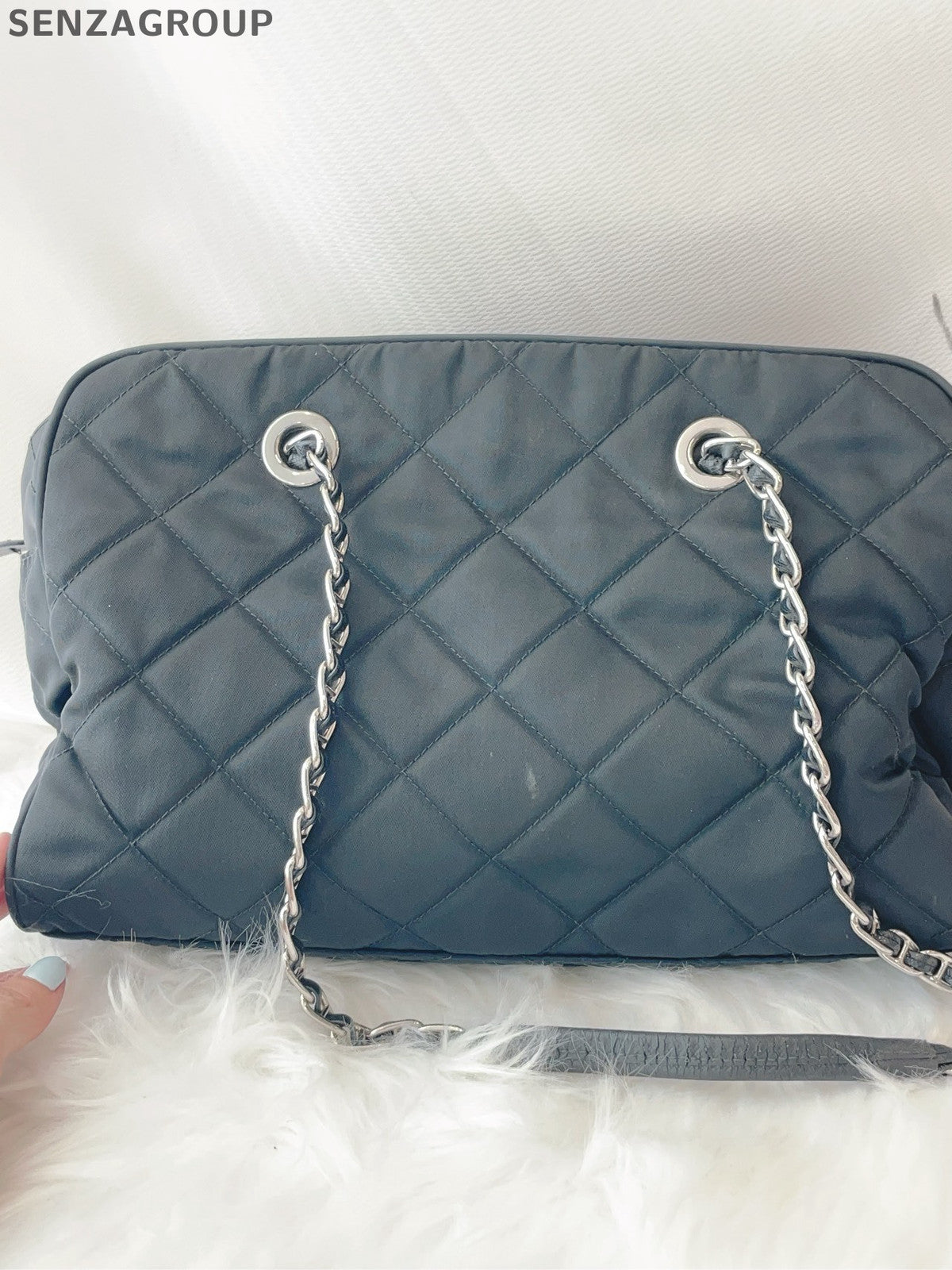Prada Black Silver Quilted Chain Shoulder Bag - Classic Women's