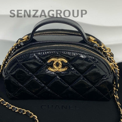 Chanel 23K Black Mini Handbag Shoulder Crossbody Bag Gold Hardware Women