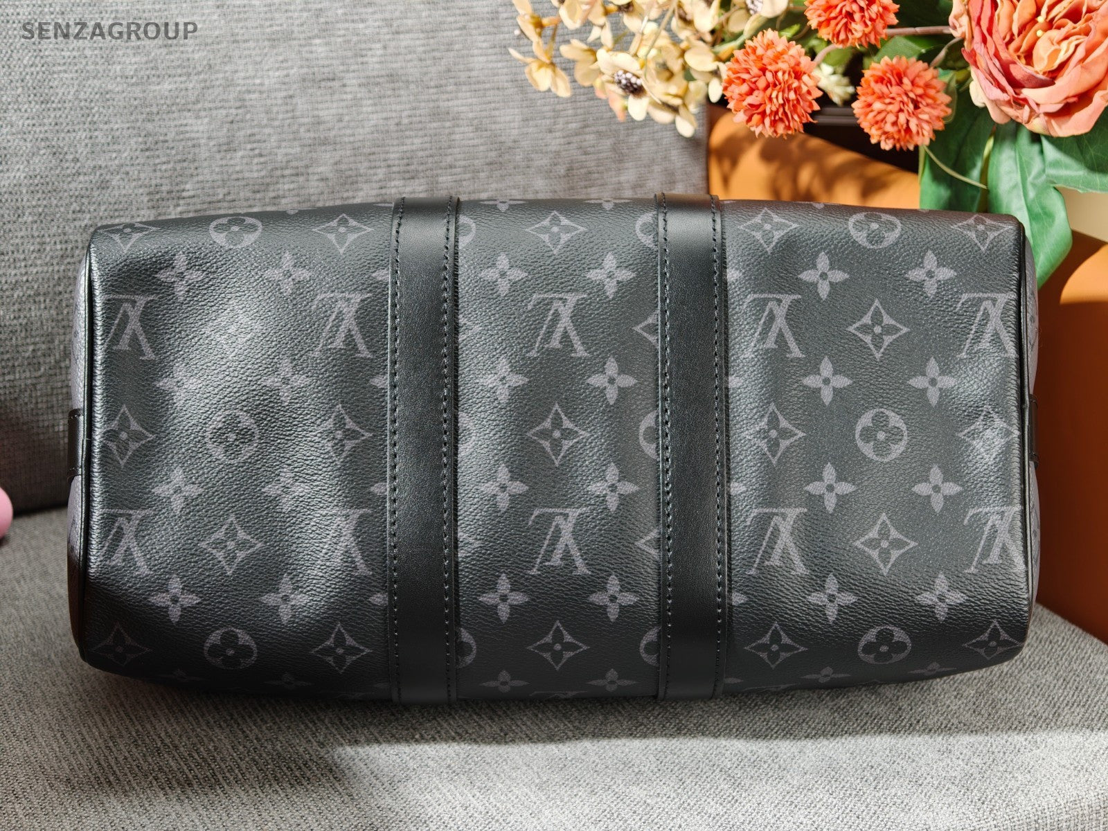 Louis Vuitton Keepall35 Top Handle Bag Crossbody Black Silver Unisex Adults
