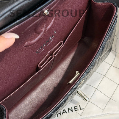 Chanel Black Silver Small CF Chain Quilted Shoulder Crossbody Bag