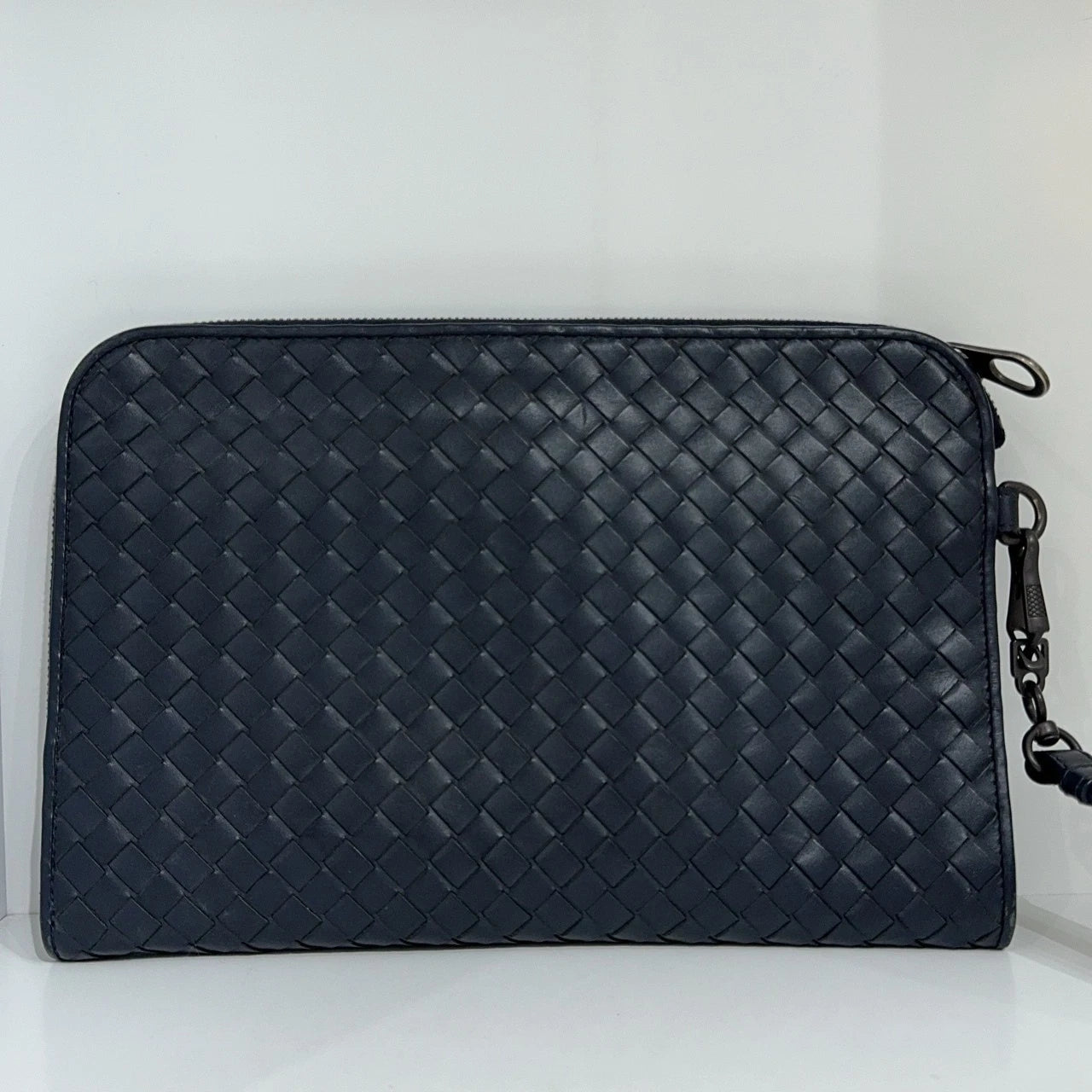 Bottega Veneta Classic Woven Leather Clutch For Women Dark Green