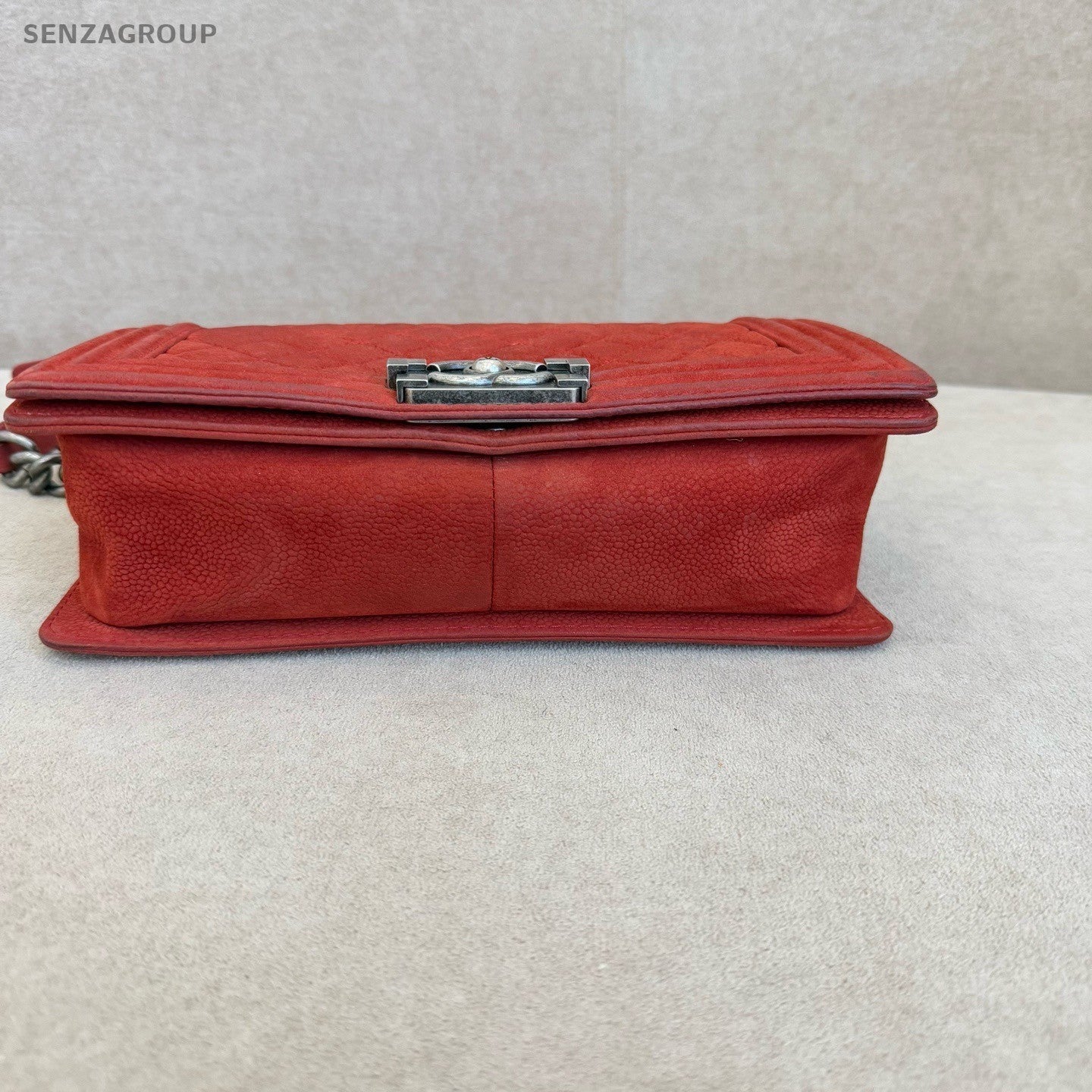 CHANEL Leboy MM Chain Shoulder bag Red Silver Women