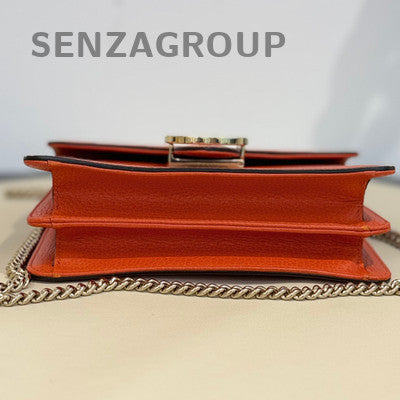 Gucci Orange GG Marmont Shoulder Bag with Gold Chain