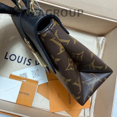 Louis Vuitton Monogram Locky BB Black Gold Lock Handbag Women Classic