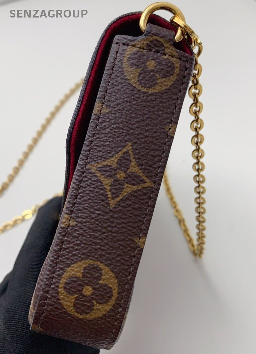 Louis Vuitton Monogram Chain Shoulder Bag Clutch Brown Gold Women Classic