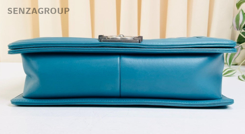 Chanel Leboy MM Calfskin Chain Shoulder bag Peacock blue Women Classic