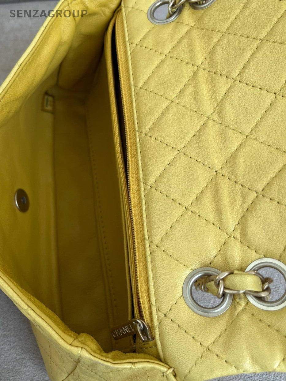 Chanel Classic Flap Chain Shoulder Bag Crossbody Yellow Women Designer