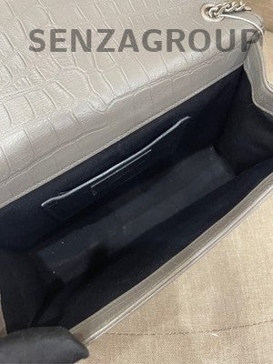 Saint Laurent Tassel Chain Shoulder Crossbody Bag Grey Silver Hardware