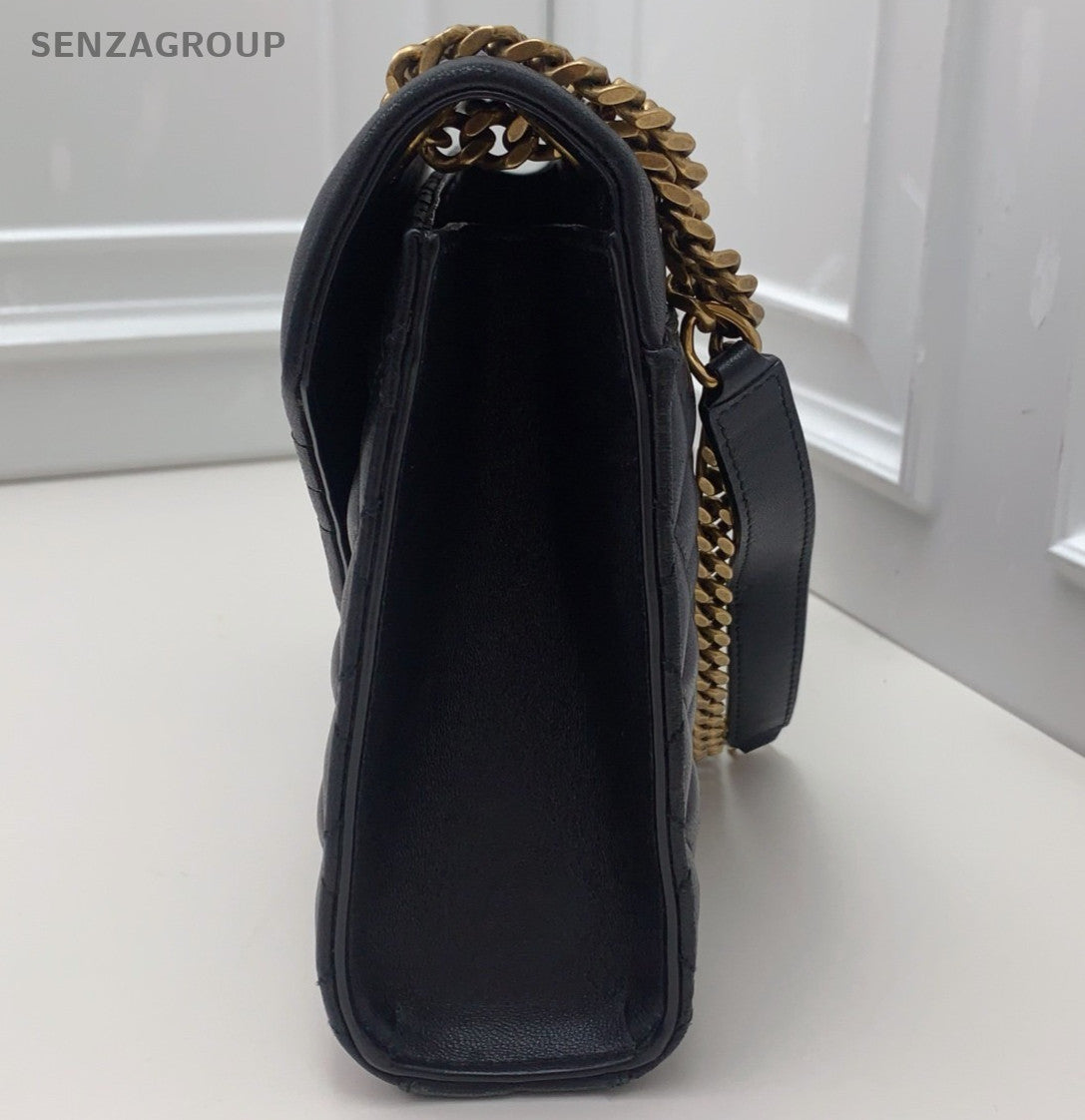 Saint Laurent Envelope Chain Shoulder Bag Black Gold Used Women Classic Fashion