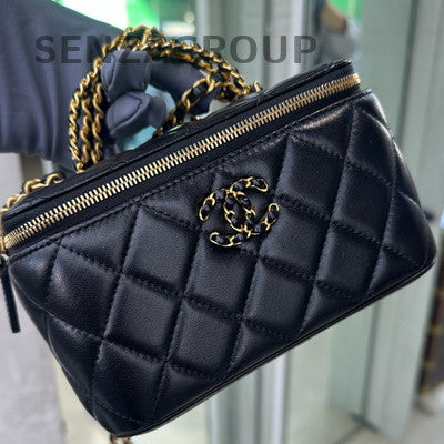 Chanel 24C Letter Handle Black Gold Lambskin Chain Shoulder Crossbody Bag