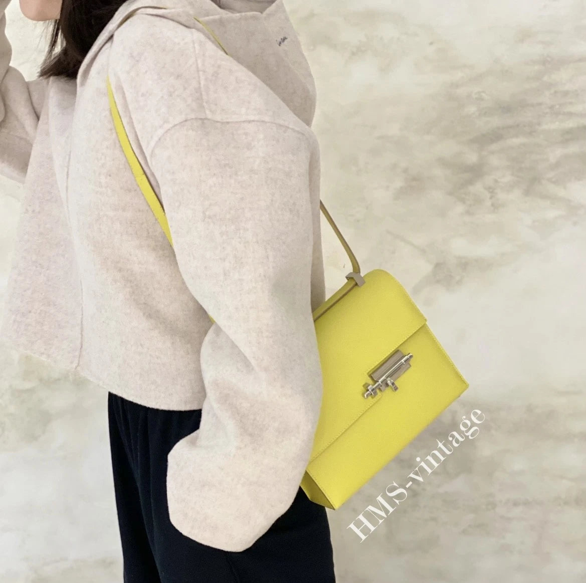 Hermes Verrou23 Epsom Shoulder Bag Yellow Gold Women Classic Fashion