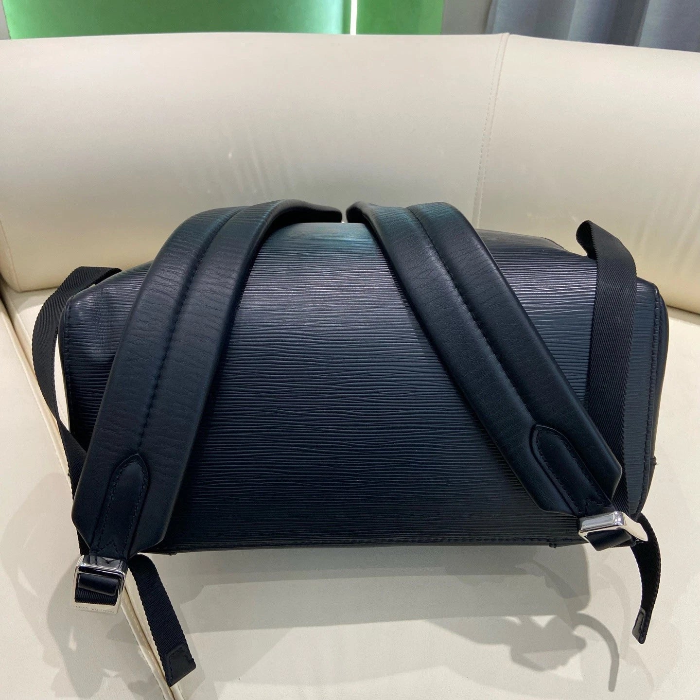 Louis Vuitton Steamer Epi Leather Black Handbag Backpack Silver Hardware