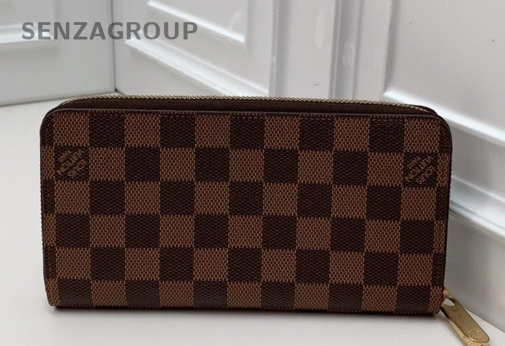 Louis Vuitton Damier Ebene Long Wallet Clutch Handbag Brown
