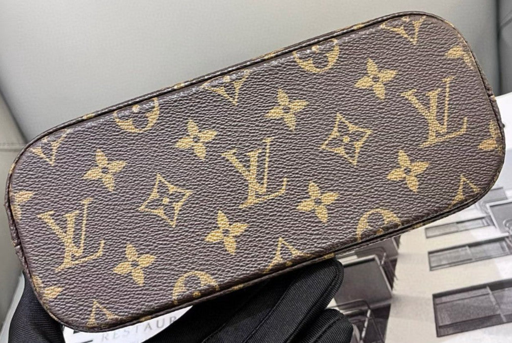 Louis Vuitton Vivian PM Monogram Top Handle Bag Brown Gold Women Classic