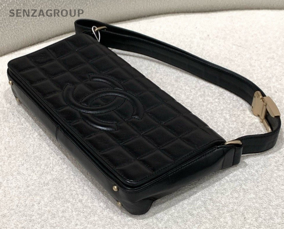 Chanel Ice Cube Vintage Black Gold Shoulder Bag Used Women Classic